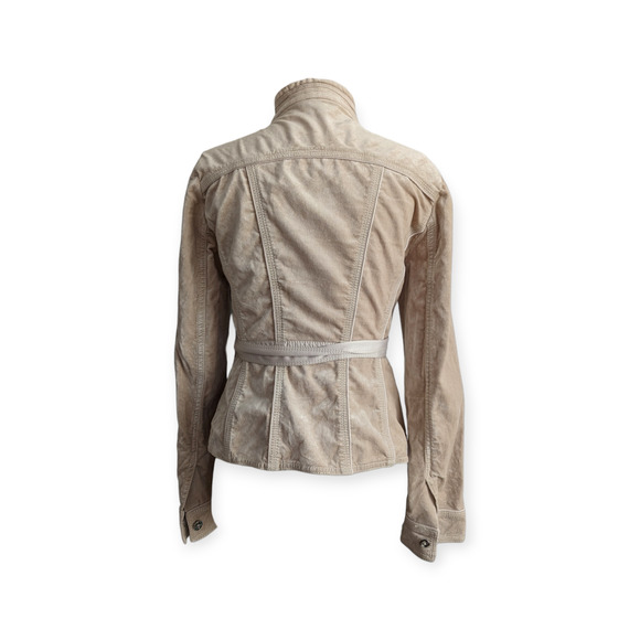 WHBM Beige Velvet Belted Jacket Size 00 - Picture 5 of 6